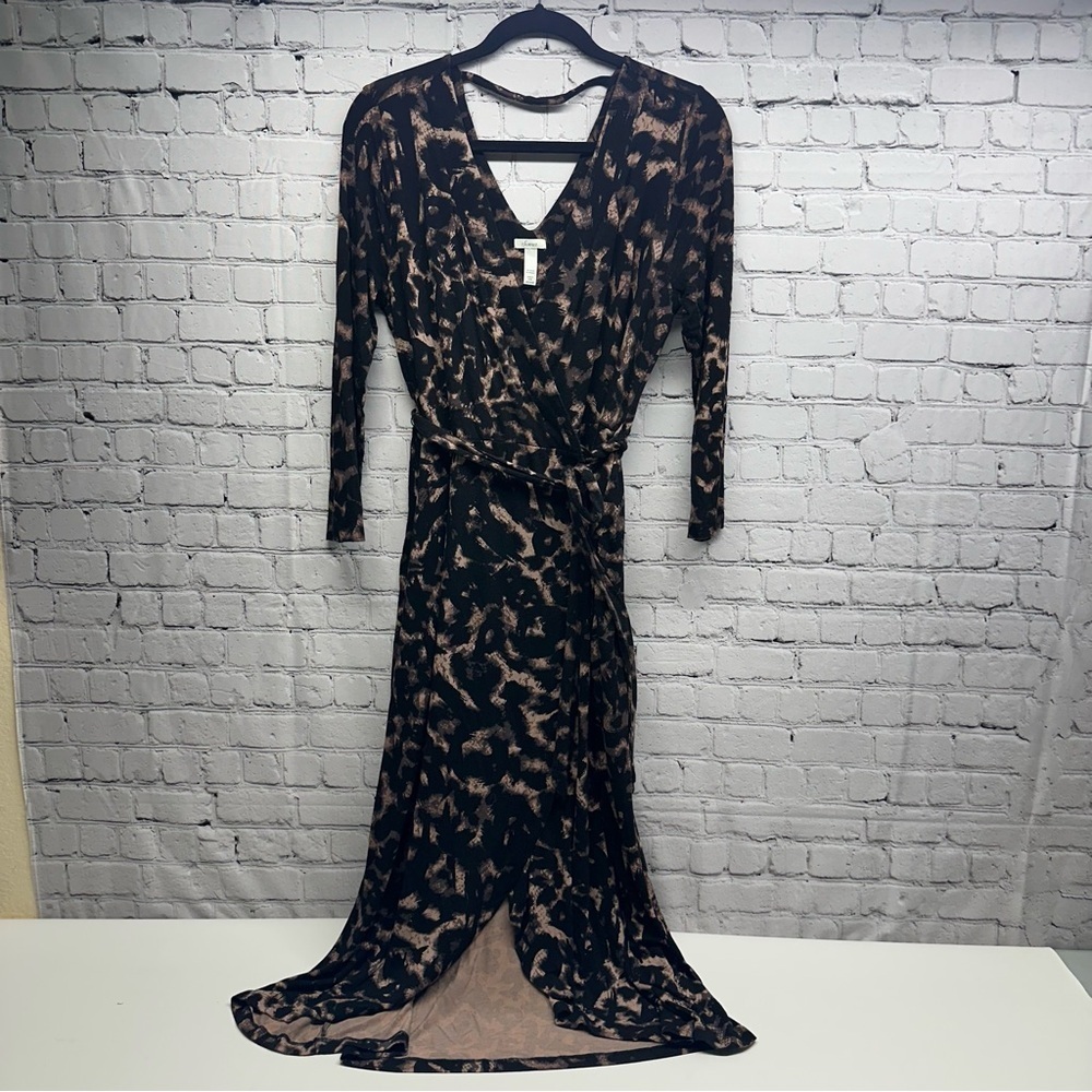 Soma animal print wrap Long Sleeve Dress size M